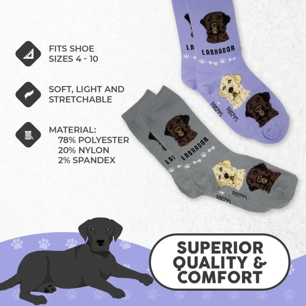 Labrador Retriever Lab Dog Puppy 2 Pairs Women's Foozys Canine Socks Cute Animal